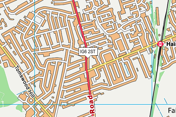 IG6 2ST map - OS VectorMap District (Ordnance Survey)