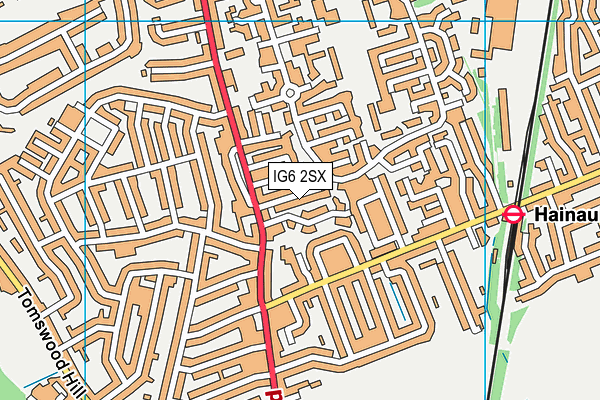 IG6 2SX map - OS VectorMap District (Ordnance Survey)