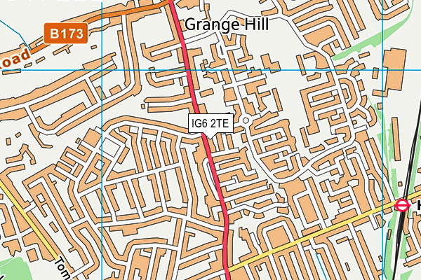 IG6 2TE map - OS VectorMap District (Ordnance Survey)
