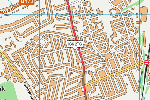 IG6 2TG map - OS VectorMap District (Ordnance Survey)