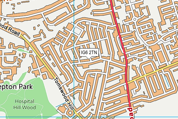 IG6 2TN map - OS VectorMap District (Ordnance Survey)