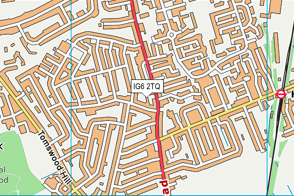 IG6 2TQ map - OS VectorMap District (Ordnance Survey)