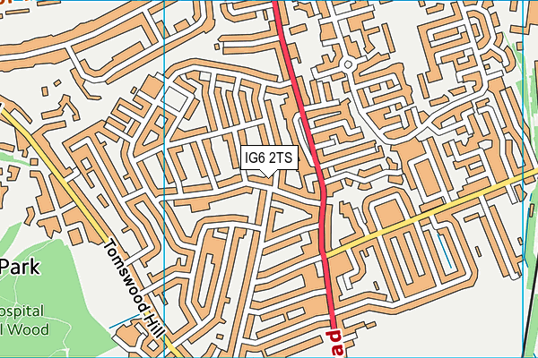 IG6 2TS map - OS VectorMap District (Ordnance Survey)
