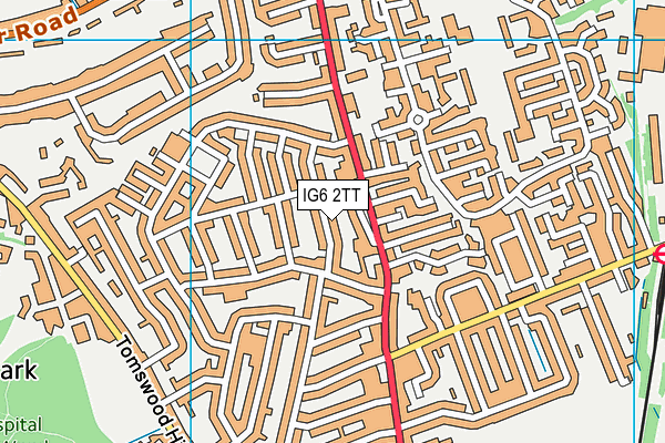 IG6 2TT map - OS VectorMap District (Ordnance Survey)