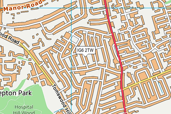 IG6 2TW map - OS VectorMap District (Ordnance Survey)