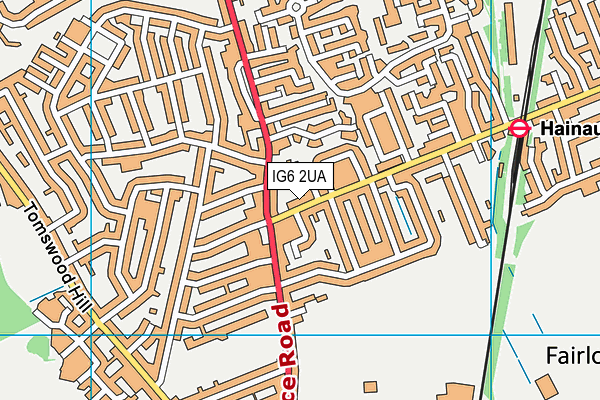 IG6 2UA map - OS VectorMap District (Ordnance Survey)