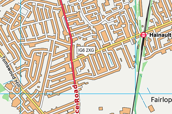 IG6 2XG map - OS VectorMap District (Ordnance Survey)
