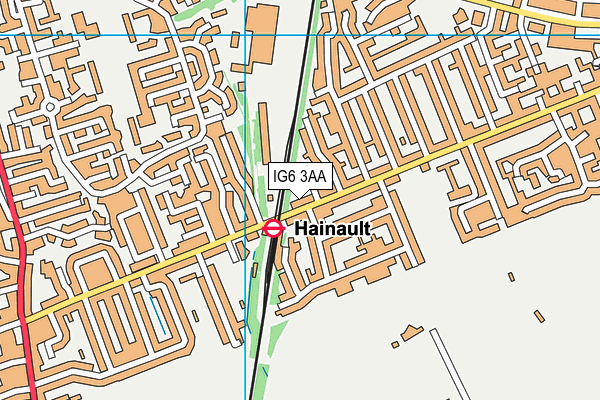 IG6 3AA map - OS VectorMap District (Ordnance Survey)
