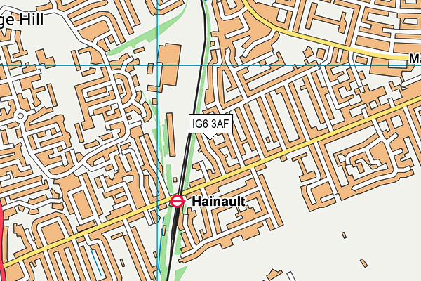 IG6 3AF map - OS VectorMap District (Ordnance Survey)