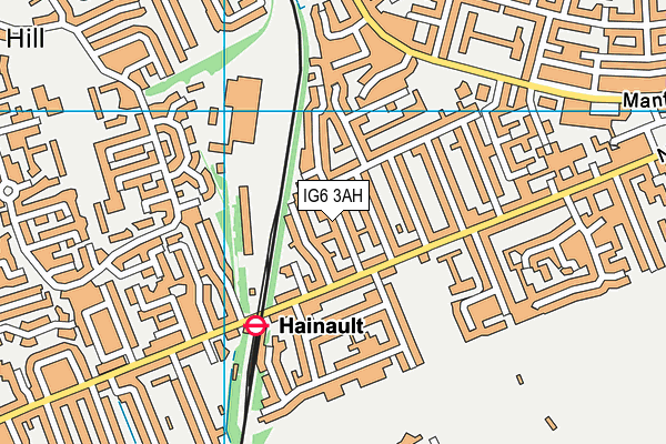 IG6 3AH map - OS VectorMap District (Ordnance Survey)