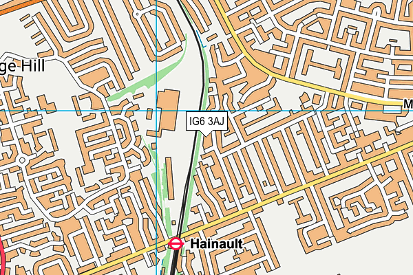 IG6 3AJ map - OS VectorMap District (Ordnance Survey)