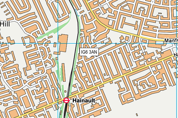 IG6 3AN map - OS VectorMap District (Ordnance Survey)