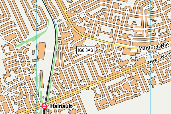 IG6 3AS map - OS VectorMap District (Ordnance Survey)