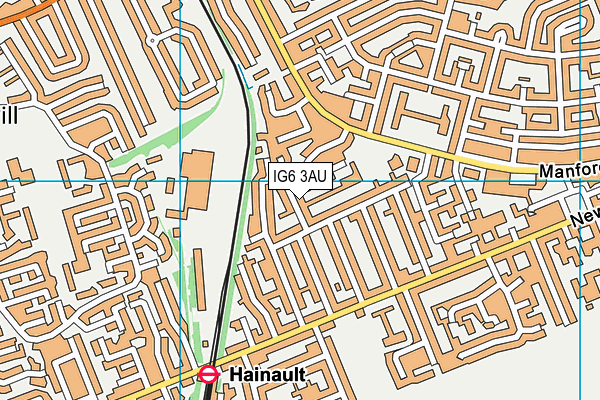 IG6 3AU map - OS VectorMap District (Ordnance Survey)