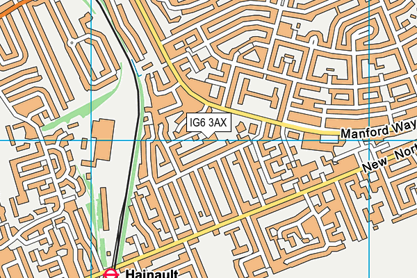 IG6 3AX map - OS VectorMap District (Ordnance Survey)