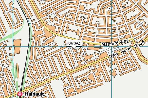 IG6 3AZ map - OS VectorMap District (Ordnance Survey)