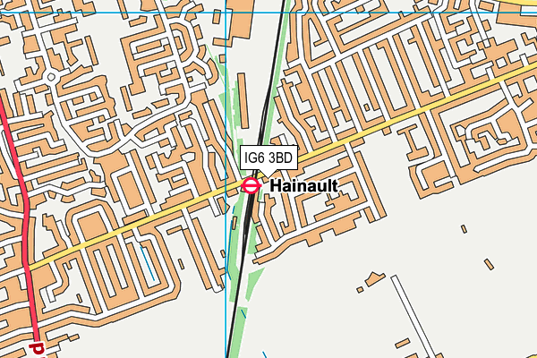 IG6 3BD map - OS VectorMap District (Ordnance Survey)