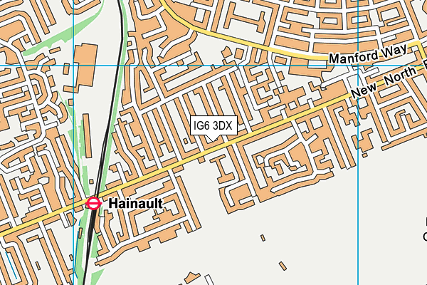 IG6 3DX map - OS VectorMap District (Ordnance Survey)