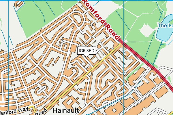 IG6 3FD map - OS VectorMap District (Ordnance Survey)