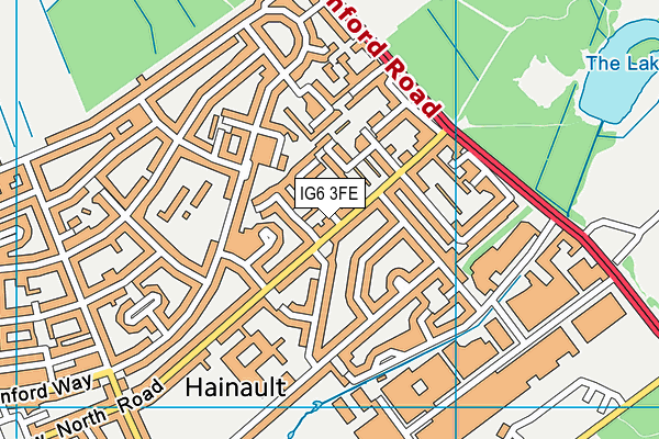 IG6 3FE map - OS VectorMap District (Ordnance Survey)
