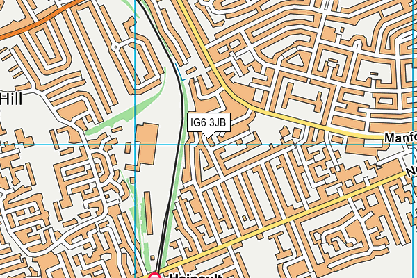 IG6 3JB map - OS VectorMap District (Ordnance Survey)