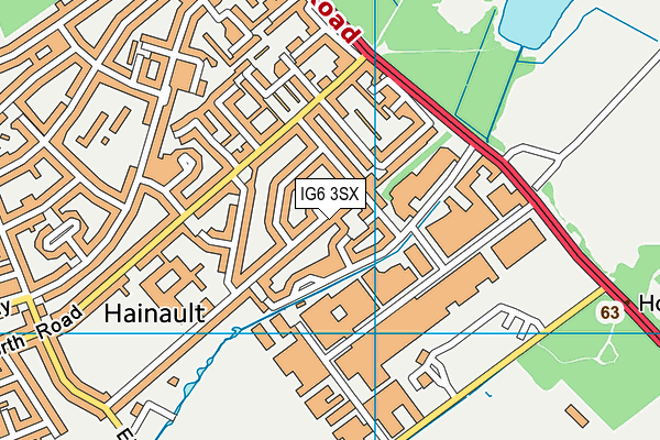IG6 3SX map - OS VectorMap District (Ordnance Survey)