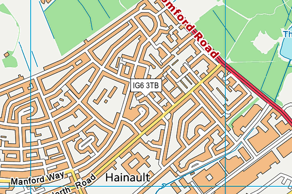 IG6 3TB map - OS VectorMap District (Ordnance Survey)