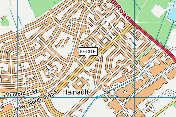 IG6 3TE map - OS VectorMap District (Ordnance Survey)