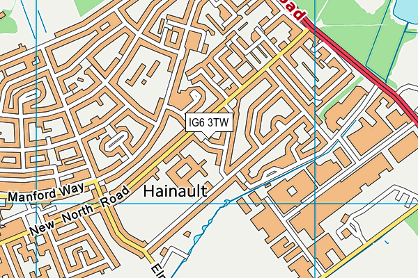 IG6 3TW map - OS VectorMap District (Ordnance Survey)