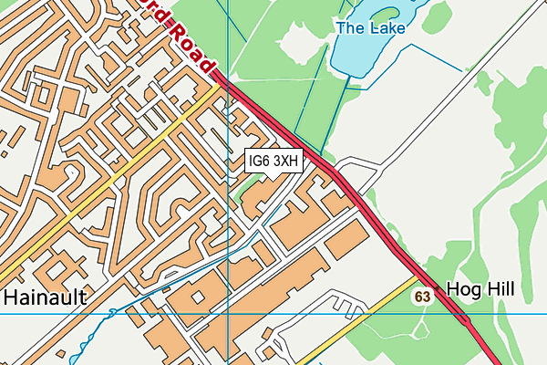 IG6 3XH map - OS VectorMap District (Ordnance Survey)