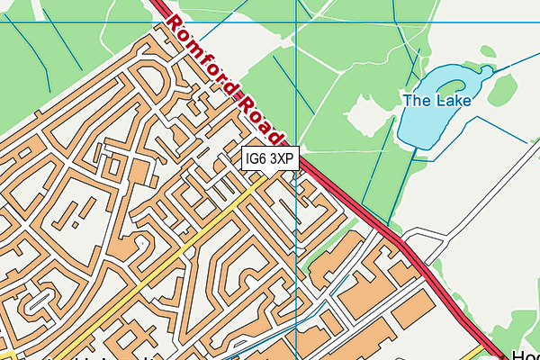 IG6 3XP map - OS VectorMap District (Ordnance Survey)