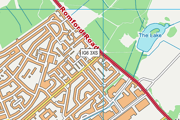 IG6 3XS map - OS VectorMap District (Ordnance Survey)
