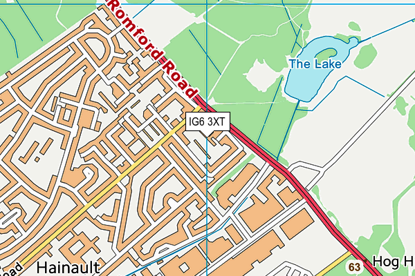 IG6 3XT map - OS VectorMap District (Ordnance Survey)
