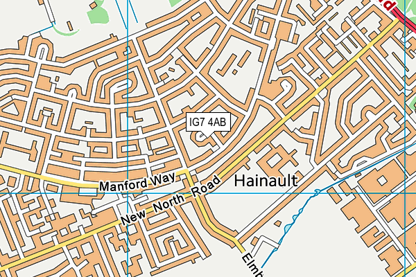IG7 4AB map - OS VectorMap District (Ordnance Survey)