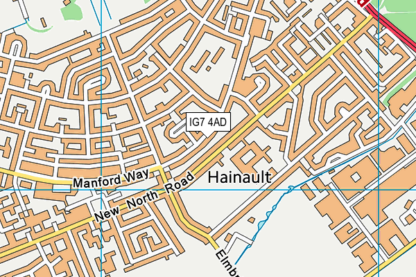 IG7 4AD map - OS VectorMap District (Ordnance Survey)