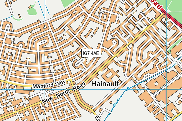 IG7 4AE map - OS VectorMap District (Ordnance Survey)