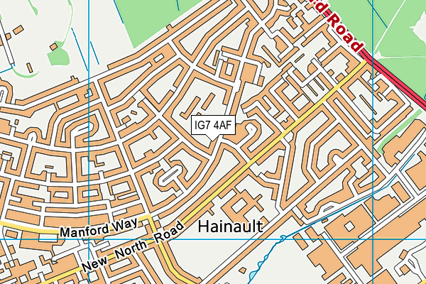 IG7 4AF map - OS VectorMap District (Ordnance Survey)