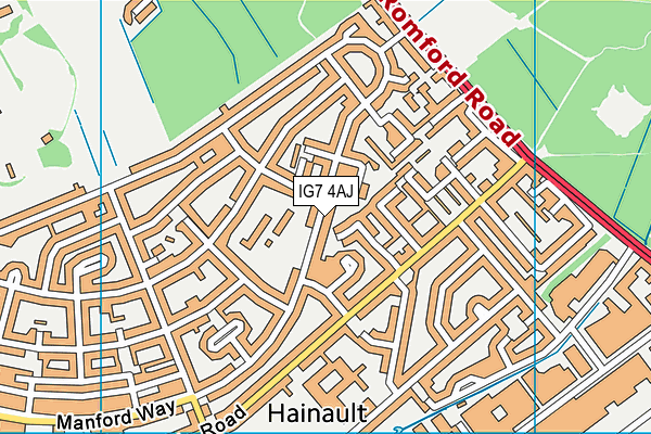 IG7 4AJ map - OS VectorMap District (Ordnance Survey)