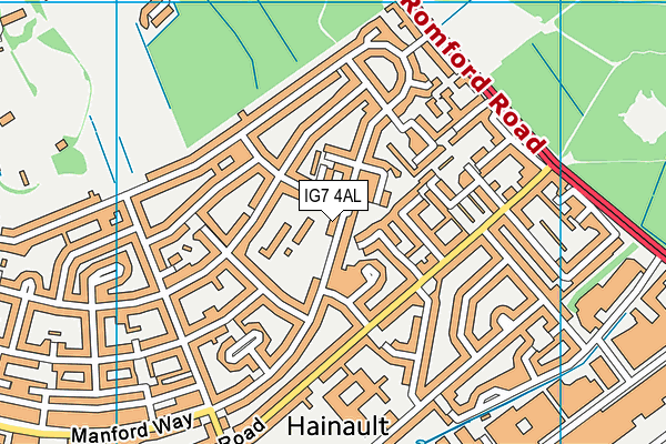 IG7 4AL map - OS VectorMap District (Ordnance Survey)