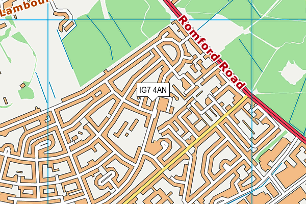 IG7 4AN map - OS VectorMap District (Ordnance Survey)