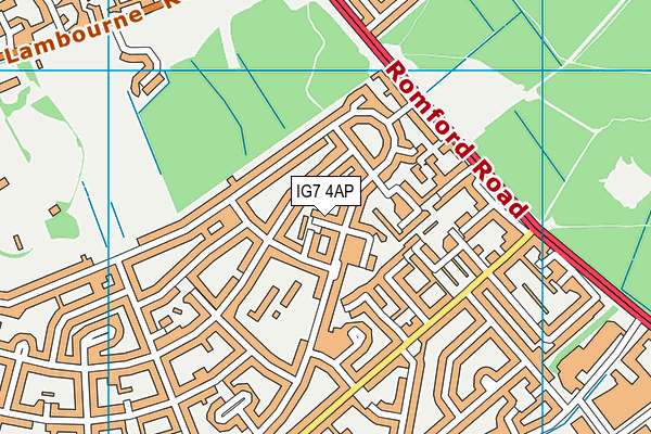IG7 4AP map - OS VectorMap District (Ordnance Survey)
