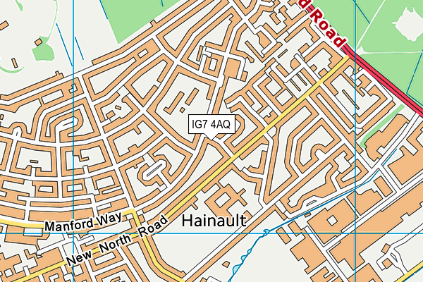 IG7 4AQ map - OS VectorMap District (Ordnance Survey)