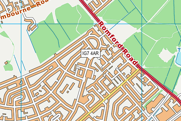 IG7 4AR map - OS VectorMap District (Ordnance Survey)