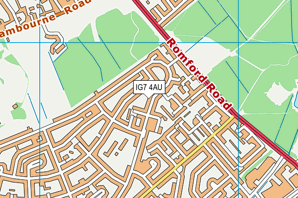 IG7 4AU map - OS VectorMap District (Ordnance Survey)