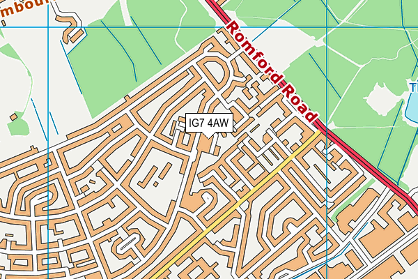 IG7 4AW map - OS VectorMap District (Ordnance Survey)
