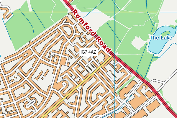 IG7 4AZ map - OS VectorMap District (Ordnance Survey)