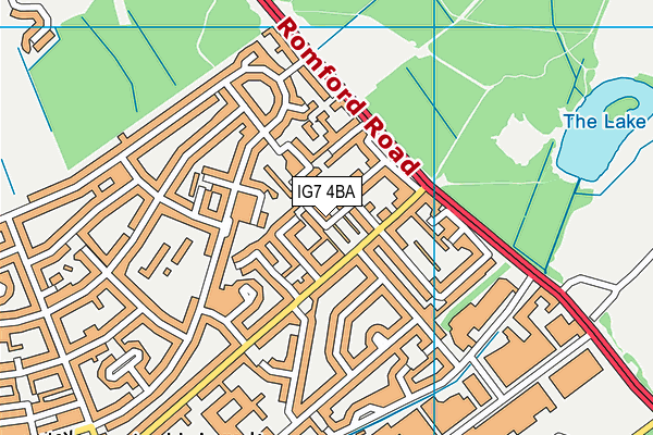 IG7 4BA map - OS VectorMap District (Ordnance Survey)