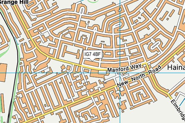 IG7 4BF map - OS VectorMap District (Ordnance Survey)