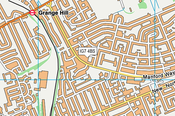 IG7 4BS map - OS VectorMap District (Ordnance Survey)