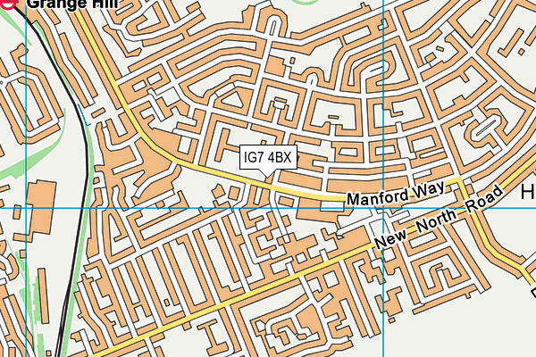 IG7 4BX map - OS VectorMap District (Ordnance Survey)